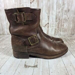 Frye Engineer 8R Dark Brown Leather Moto Boots Womens 8.5 B 3474601 DBN